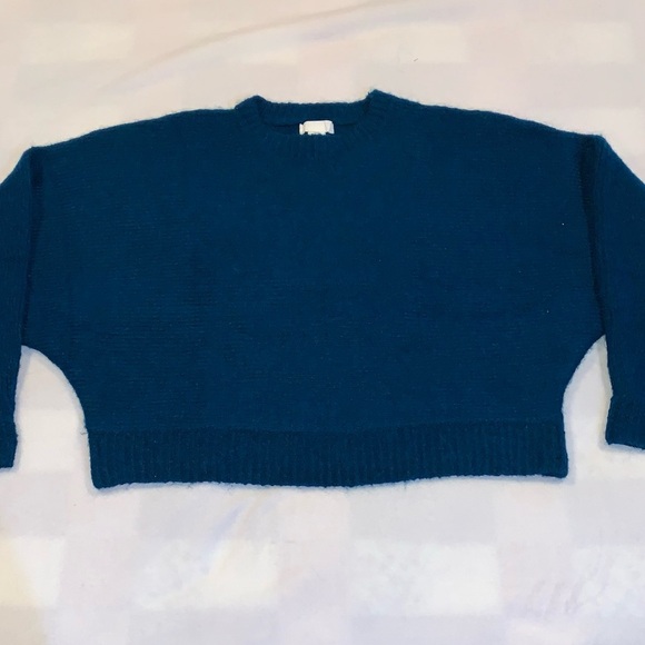 HM Crew Neck Dolman Sleeve Sweater Jeweled Teal Sz M - Picture 1 of 5